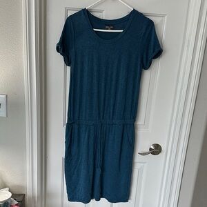 32 Degrees Teal Short-Sleeve Drawstring Pocket Midi Dress